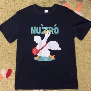Dark Blue T-Shirt with a Playful Goose